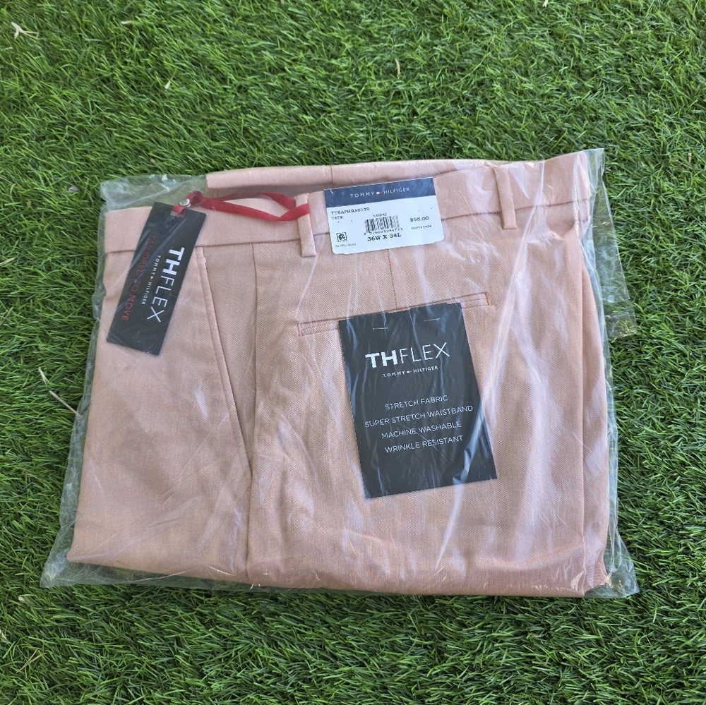 Tommy Hilfiger Mens ThFlex Dress Pants 36x32 Coral Stretch New $95 MRSP Career - Picture 6 of 6